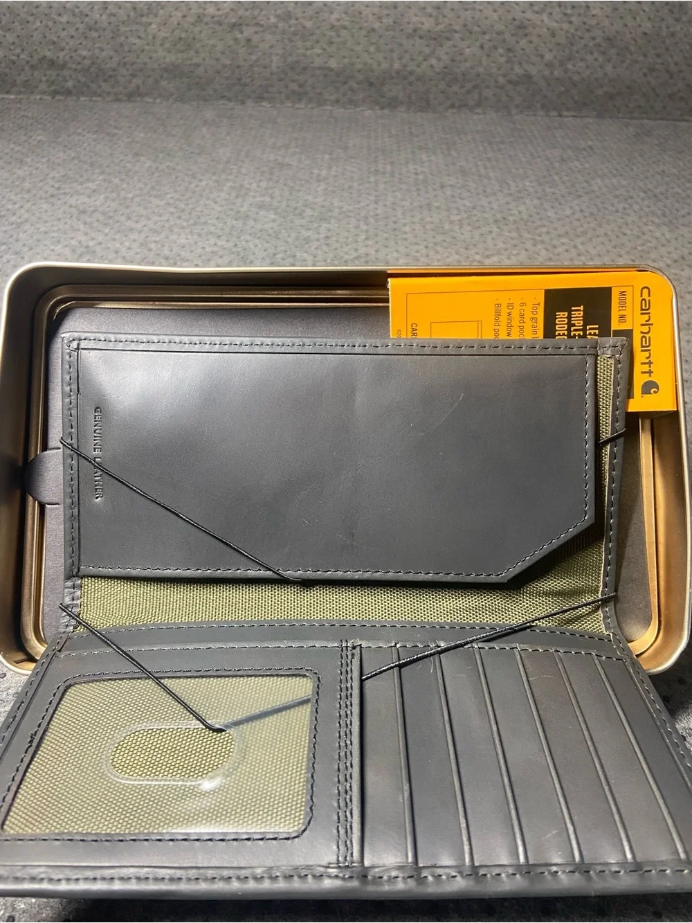 Carhartt Leather Triple-Stitched Rodeo Wallet Black WW0214 6 Card Pocket NWT